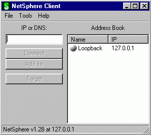 NetSphere client GUI screenshot