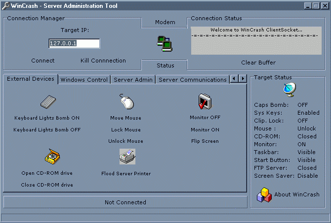 Wincrash client GUI screenshot