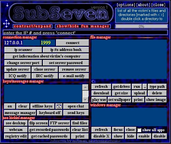 SubSeven GUI screenshot